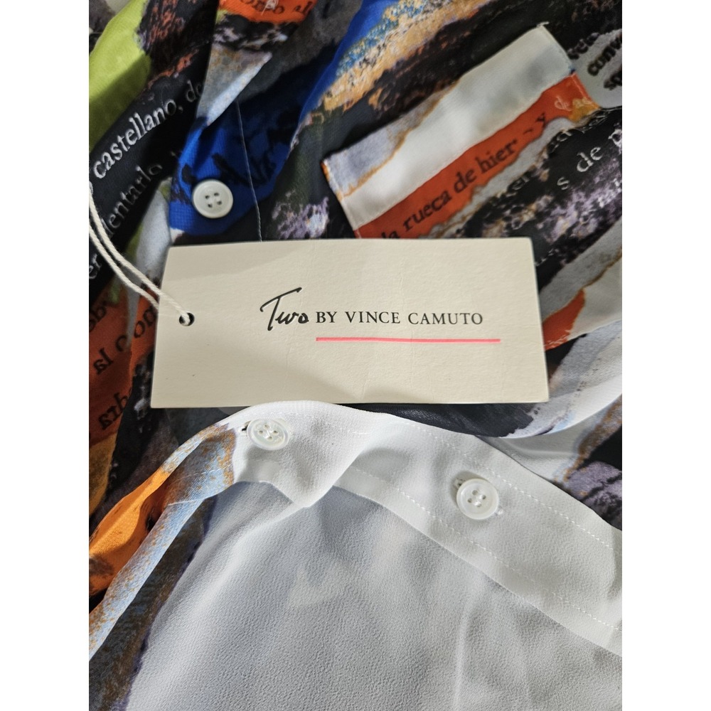 Two by Vince Camuto Shirt‎ XS Blue Abstract Print Button Front Long Sleeve - Picture 4 of 9